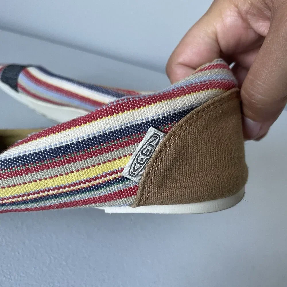 KEEN Cortona Boho Striped Canvas Ballet Flats Shoes Slip On Comfort Size 8